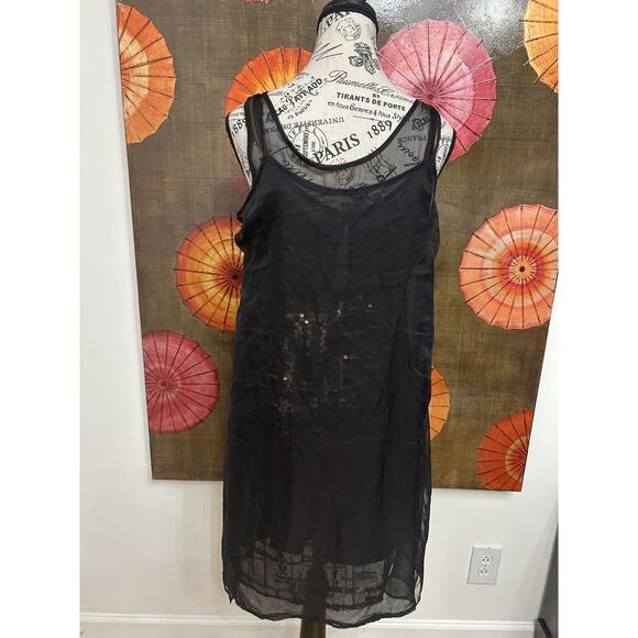 Simply Vera Black Overlay Bronze Sequins Party Dress Modern Elegance Partywear S - Picture 3 of 7